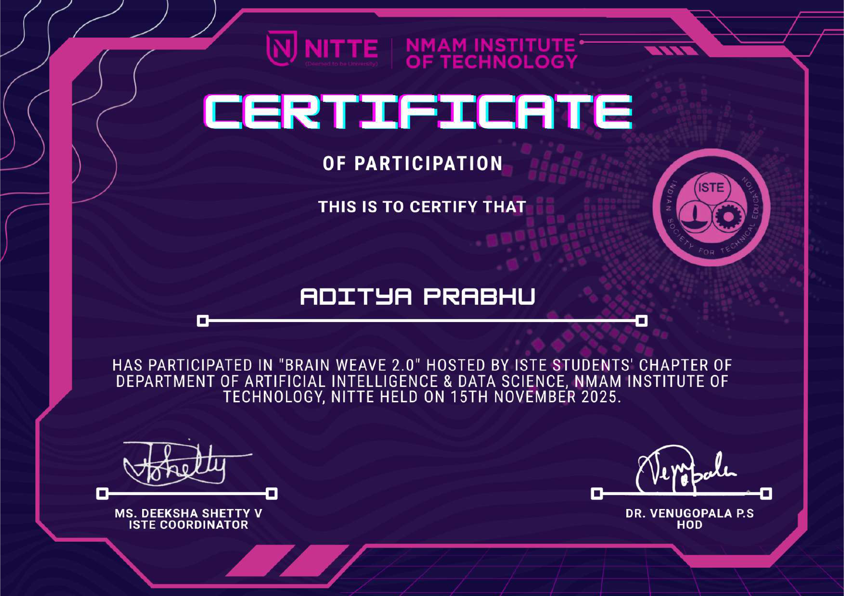 Brain Weave Certificate